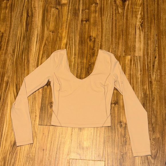 Lululemon women 0 xs top shirt align long sleeve seamless weightless tan workout - Picture 2 of 8
